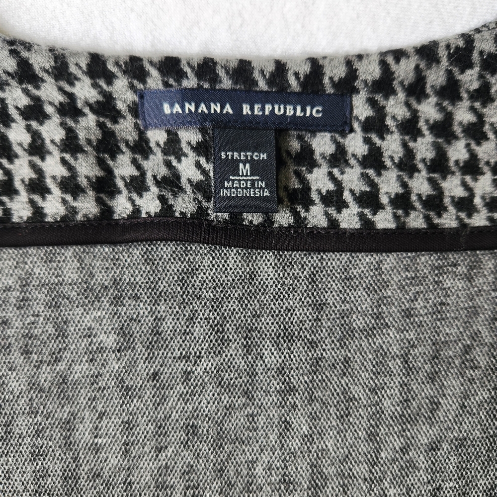 Banana Republic Houndstooth Checkered Dress Black Gray Short Sleeves Medium - Picture 9 of 14
